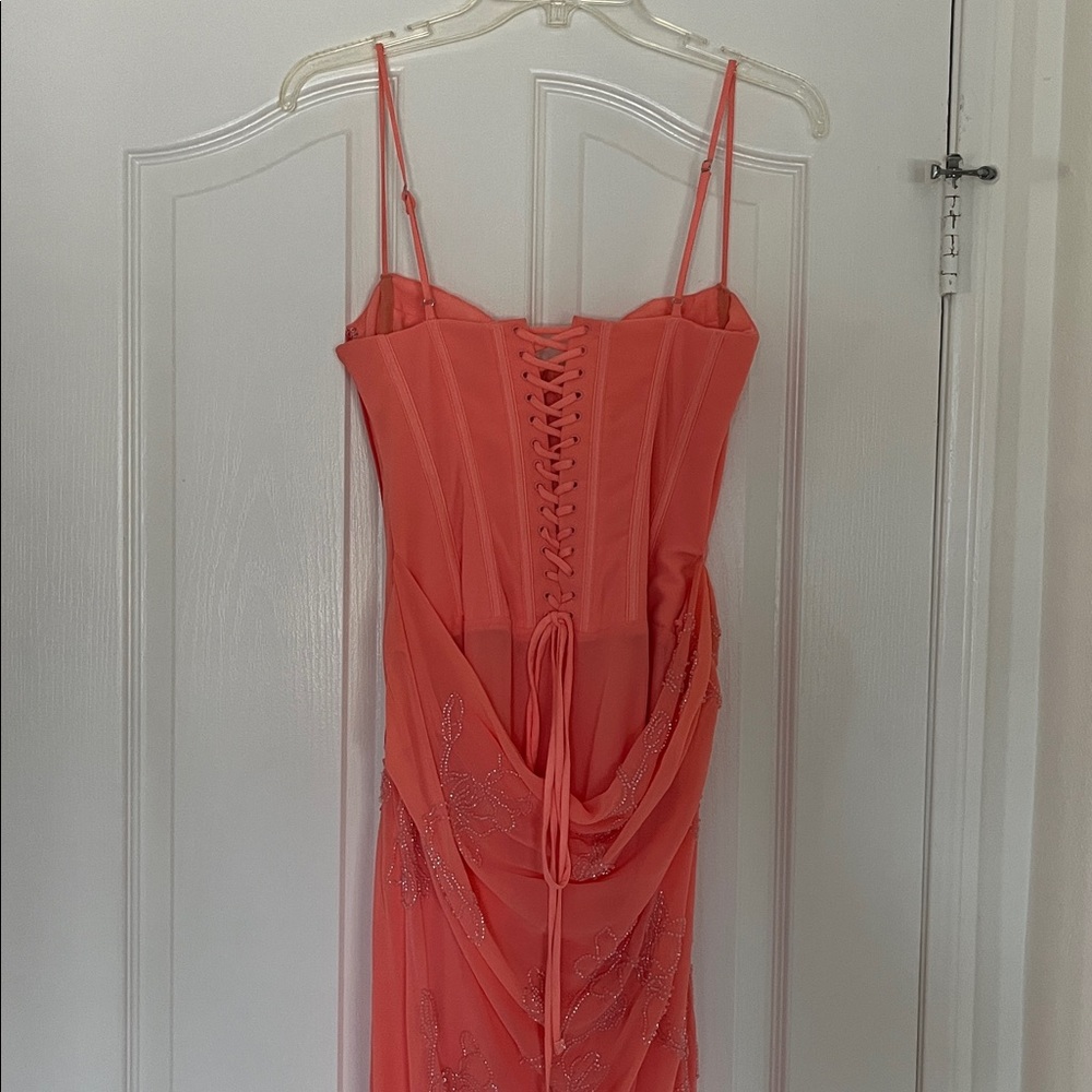 House of CB Carmella Coral Embellished Hand Beaded Dress - Picture 7 of 10